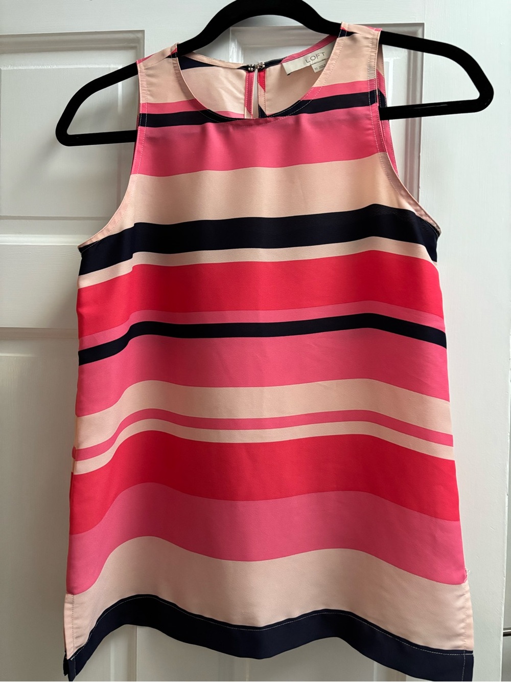 LOFT Striped Sleeveless Shift Top in Pink, Navy & Blush